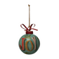 Round Hand-Painted Pine Wood Globe Ornament with Metal Bow - 4" - Mellow Monkey