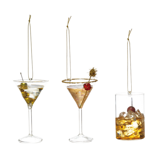 Filled With Cheer Glass Cocktail Glass Ornament - Mellow Monkey