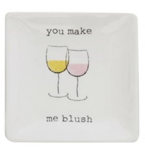 Stoneware Wine Tidbit Dish - You Make Me Blush - 4-in - Mellow Monkey