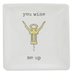 Stoneware Wine Tidbit Dish - You Wine Me Up - 4-in - Mellow Monkey